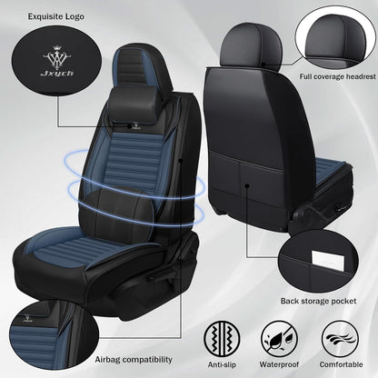 Seat Covers Fit for Mini Convertible 2009-2025 Premium Leather Car Seat Covers, Waterproof Non-Slip and Airbag Compatible, Fashion Car Seat Protector (Black Red,Front Set with Pillow)