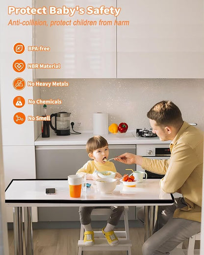 Edge Protector for Baby Proofing, 6.6FT 0.67’’Th L-Shape Air Buffering Soft NBR Rubber Foam Furniture Edge Bumper Guards with 6 Corners, Pre-Taped, Thick Table Bumper Guard for Babies (Black)