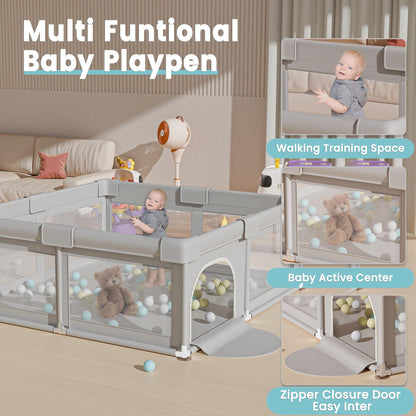 Hiaksedt Baby Playpen 50x50 Inch, Play Pens for Babies and Toddlers Baby Fence Play Yards for Indoor & Outdoor with Breathable Mesh Anti-Fall Playpen