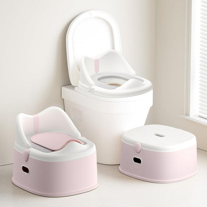 3-in-1 Toddler Potty Training Toilet for Boys and Girls with Soft Cushion Multi-use Baby Potty Chair for Toddlers 1-3 Training Potty Seat Toddler Toilet Baby Potty Training Seat with Step Stool