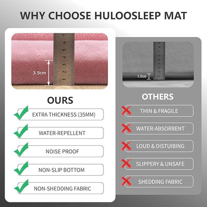 Huloo Sleep Baby Play Mat for Floor,1.3" Thick Elasti-Foam 50x50 Playpen Mat for Toddlers Infant Kids,Water-Repellent Soft Coral Velvet Tummy Time Mats,Non Slip Crawling Mats,Tatami Style(Pink)