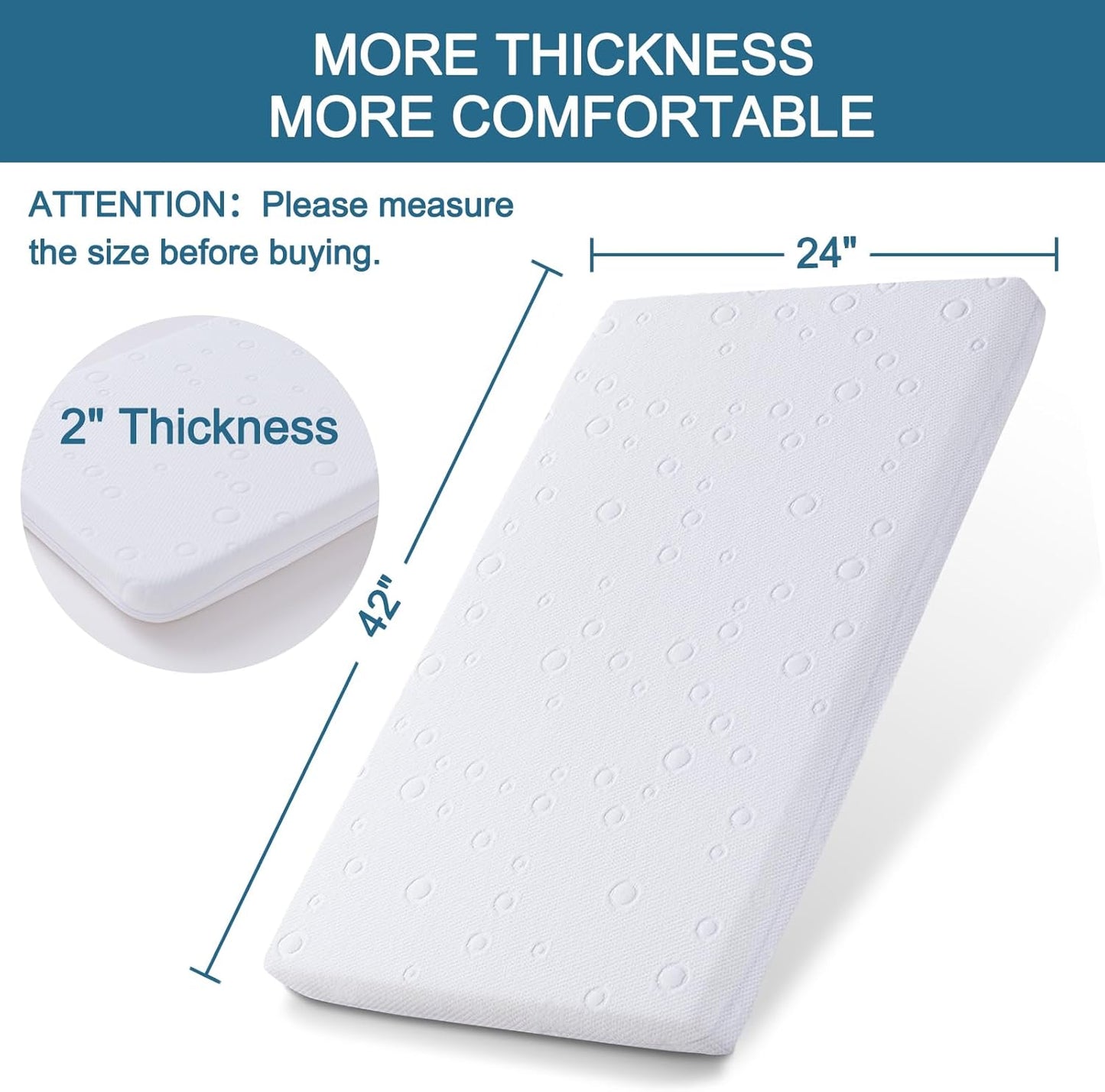 Baby Bassinet Mattress Pad, 41" x 29" x 2" Dual Sided Gel Memory Foam Mattress with Breathable Removable Soft Cover Fit for 4moms Breeze Plus Portable Playard