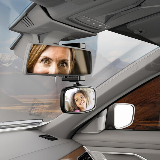 Baby Car Mirror - Easily Monitor Babies & Pets with Wide Field of View, Rear Facing for All Cars