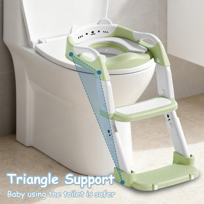 3-in-1 Baby Potty Training Seat with 2 Step Ladder, Splash Guard Anti-Slip Pad, Height Adjustable Toddler Toilet Seat with Soft Cushion for Kids Boys Girls(Grey)