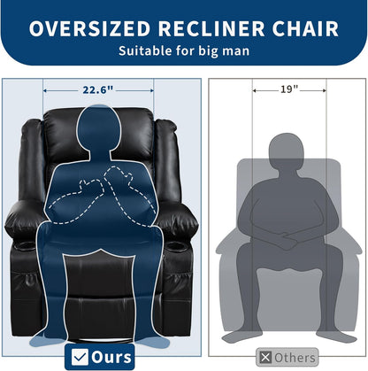 Rocking Recliner Chair for Adults Wide 360° Swivel Rocker Recliner with Cup Holder Nursery Glider with Upholstered Deep Seat Linen Lazy boy Chair for Living Room Browm