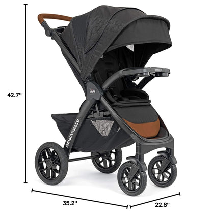 Chicco Bravo LE ClearTex Full-Size Stroller for Babies and Toddlers, UPF-Rated Canopy, GREENGUARD Gold Certified, Lightweight, One-Hand Compact Fold, Pewter/Grey