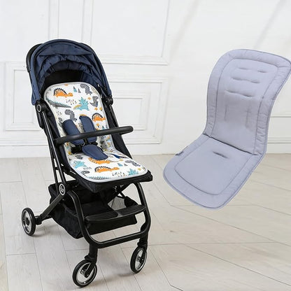 Baby Stroller Cushion,Infant Car Seat Insert-Reversible Universal Breathable and Soft Newborn seat Liner for Stroller,100% Cotton Seat Pad Liner for Newborns-34x78cm,1 Pack(Dinosaur+Grey)