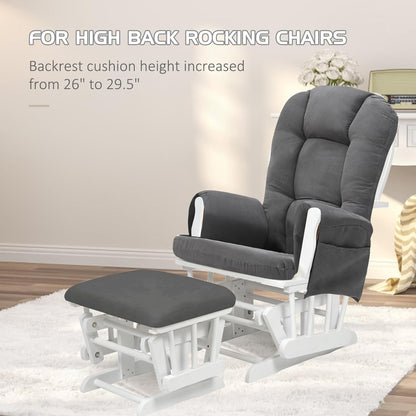 BECHAEO 5PCS Suede Glider Rocker Replacement Cushions with Ottoman Cover Thicken Soft Rocking Chair Cushion Set for Indoor Nursery Glider Rocking Chair, Blue