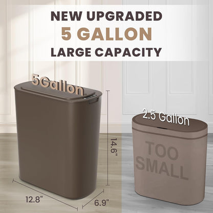 Cesun Motion Sensor Trash Can, 5 Gallon Automatic Bathroom Garbage Can with Lid, Touchless Smart Plastic Slim Wastebasket for Bathroom, Office, rv, Bedroom, Living Room, White