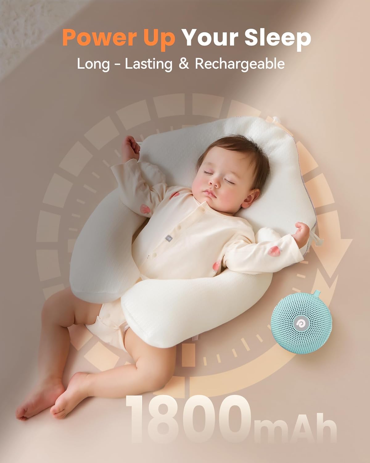 Dreamegg Portable Noise Machine for Baby Adult, Features Powerful Battery, 21 Soothing Sound, Noise Canceling for Office & Sleeping, Sound Therapy for Home, Travel, Registry Gift, Classic White