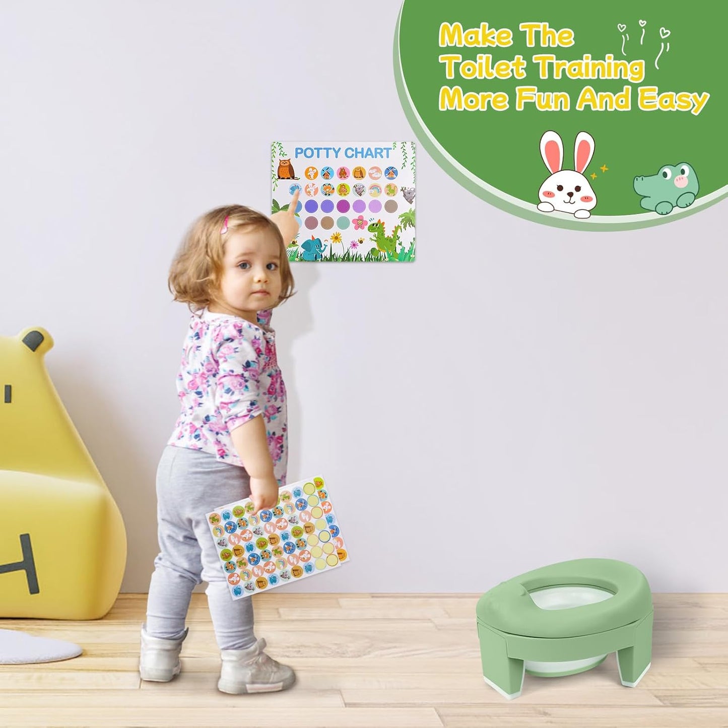 MCGMITT Potty Training Toilet Seat for Toddlers Boys Girls, Portable Baby Toilet Folding Kids Potty Chair Cover with Splash Guard for Travel, Including 3 Non-Slip Feet and Storage Bag (Blue)