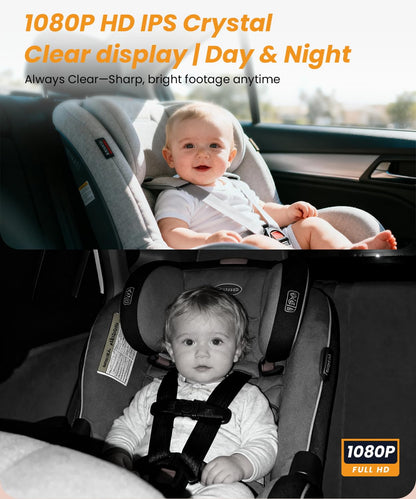 Babyvue USB Car Camera for Baby : 4.5" Baby Car Camera with 1080P Crystal Clear Mirror View, Easy Installation Carseat Rear Facing Moitor for Kids, HD IR Night Vision Backseat Monitor