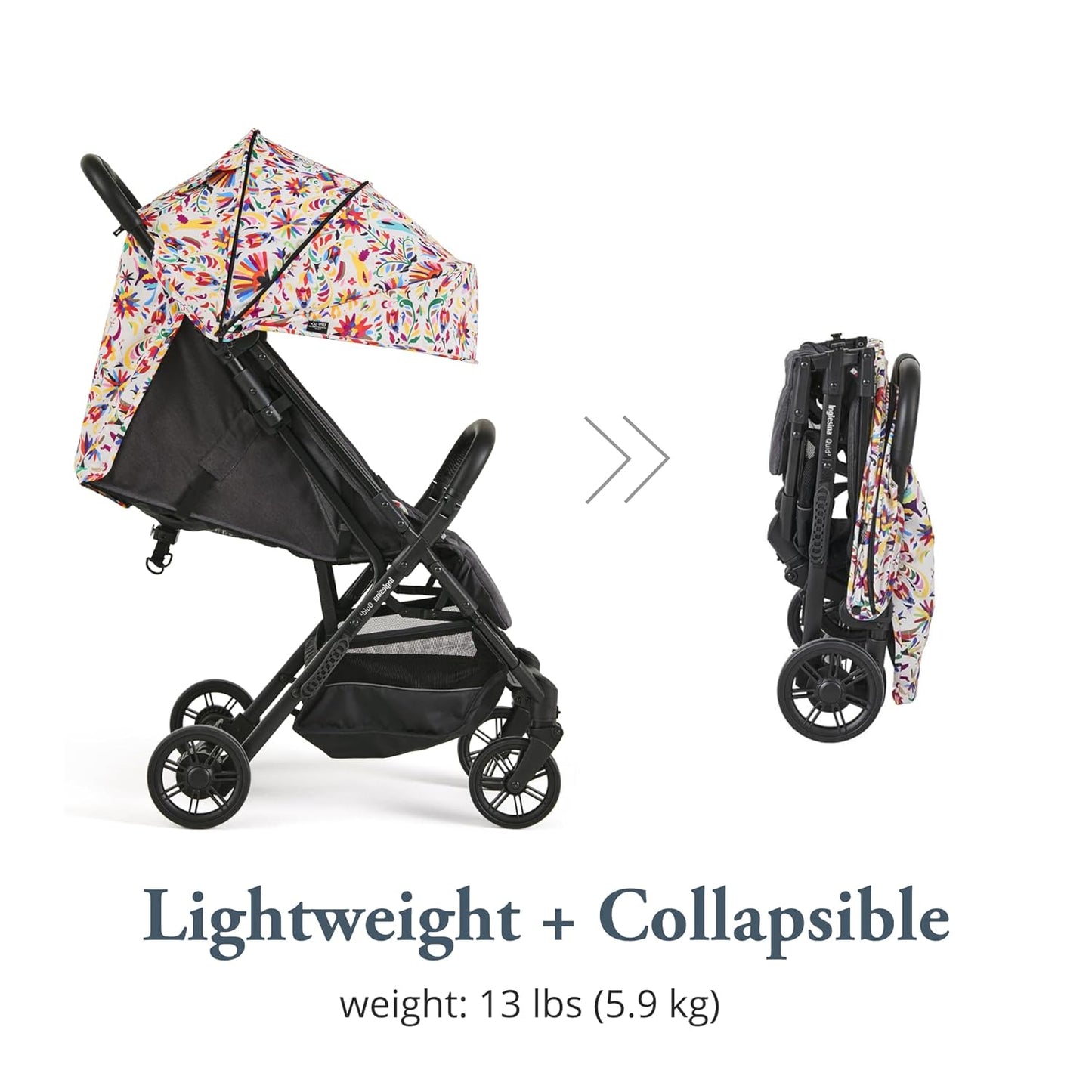 Inglesina Quid 2 Stroller - Midnight Blue - Ultra Compact Lightweight Travel Stroller, Babies and Toddlers, Airplane Overhead, Foldable, Reclining Seat, Collapsible Canopy, 3 Months - 50 lbs, BPA Free