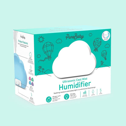 Pure Enrichment PureBaby Cloud Ultrasonic Cool Mist Humidifier Quiet Variable Mist for up to 24 Hrs Ideal for Baby Nurseries & Kids Bedrooms to Relieve Congestion Colds & Coughs, Night Light, BPA-Free