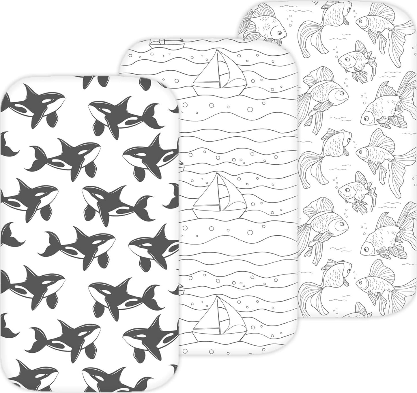 Bassinet Sheets for Papablic, CoZee, Cowiewie, Ezebaby, Nawahev Baby Bassinet Bedside Sleeper by TansyPanda, 3PC, 33x20, Ultra Soft, Breathable Snug Fit, Unisex Boys Girls, Gray White (Space Rockets)