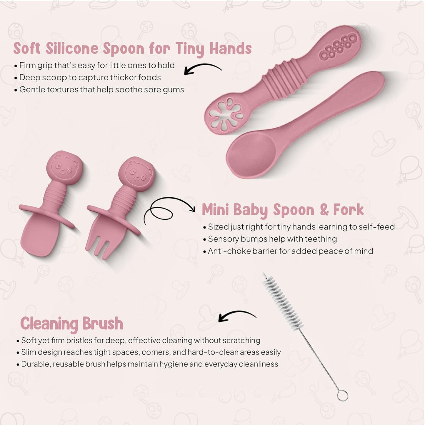 O'doe 17-Piece BPA-Free Silicone Baby Feeding Set | Thick & Soft Suction Plates, Baby Bowls, Wooden Fork & Spoon, and More | Make Mealtime Fun and Easy for Your Little One (Purple, V2)