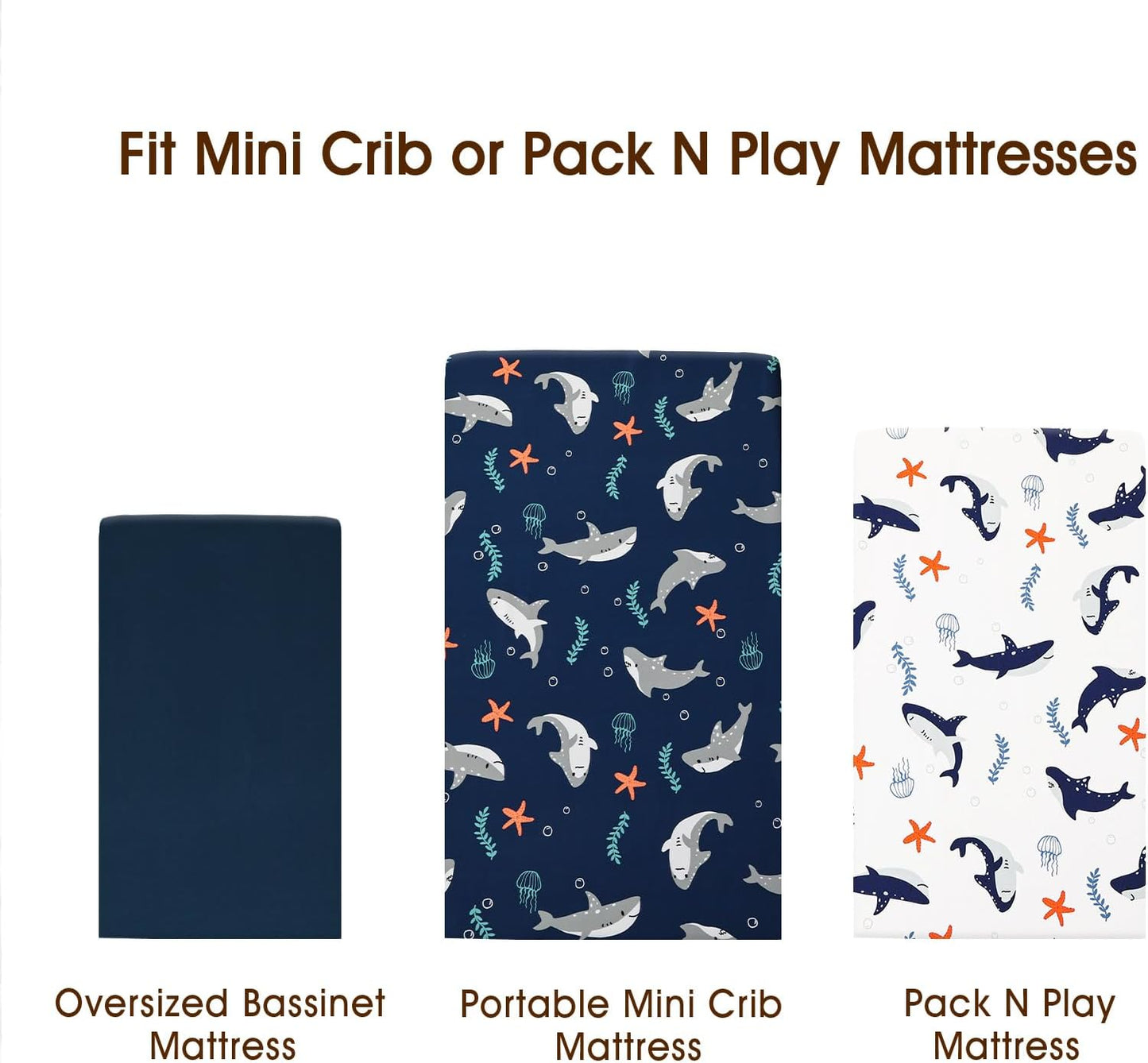PHF 3 Pack Soft Mini Crib Sheets, Floral & Animal Pack N Play Sheets for Baby Boys Girls, No Slip Universal Fit for Pack N Play, Playard, Portable and Mini Crib Mattresses,Floral & Animal