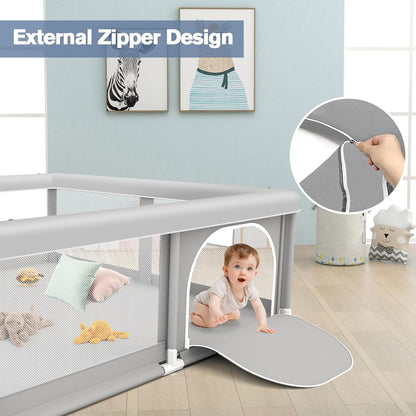 Large Baby Playpen for Babies and Toddlers, Playpen 74×50, Large Baby Play Yards Indoor & Outdoor, Sturdy Safety Baby Play Pen with Soft Breathable Mesh, Toddlers Activity Center with Anti-Slip Base