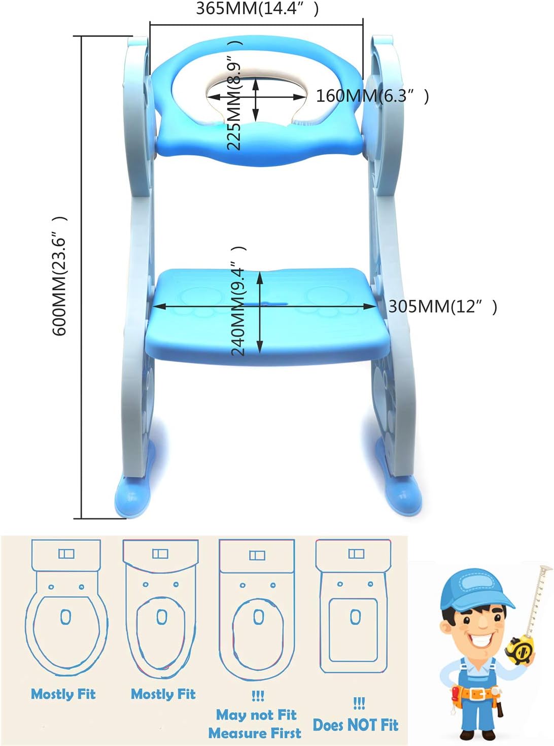 HTTMT- Giraffe Potty Training Toilet Ladder Seat With Upgraded Cushion Step Stool Ladder Toilet Chair/Toilet Trainer for Baby Toddler Kids Children In Pink [P/N: ET-BABY001-PINK STEP]