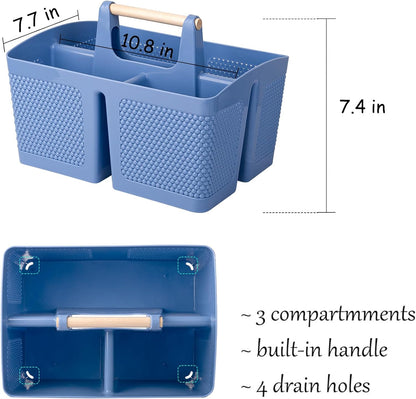 rejomiik Portable Shower Caddy Basket Plastic Cleaning Caddy Organizer Storage Tote with Handle for Bathroom, College, Dorm Room Essentials, White