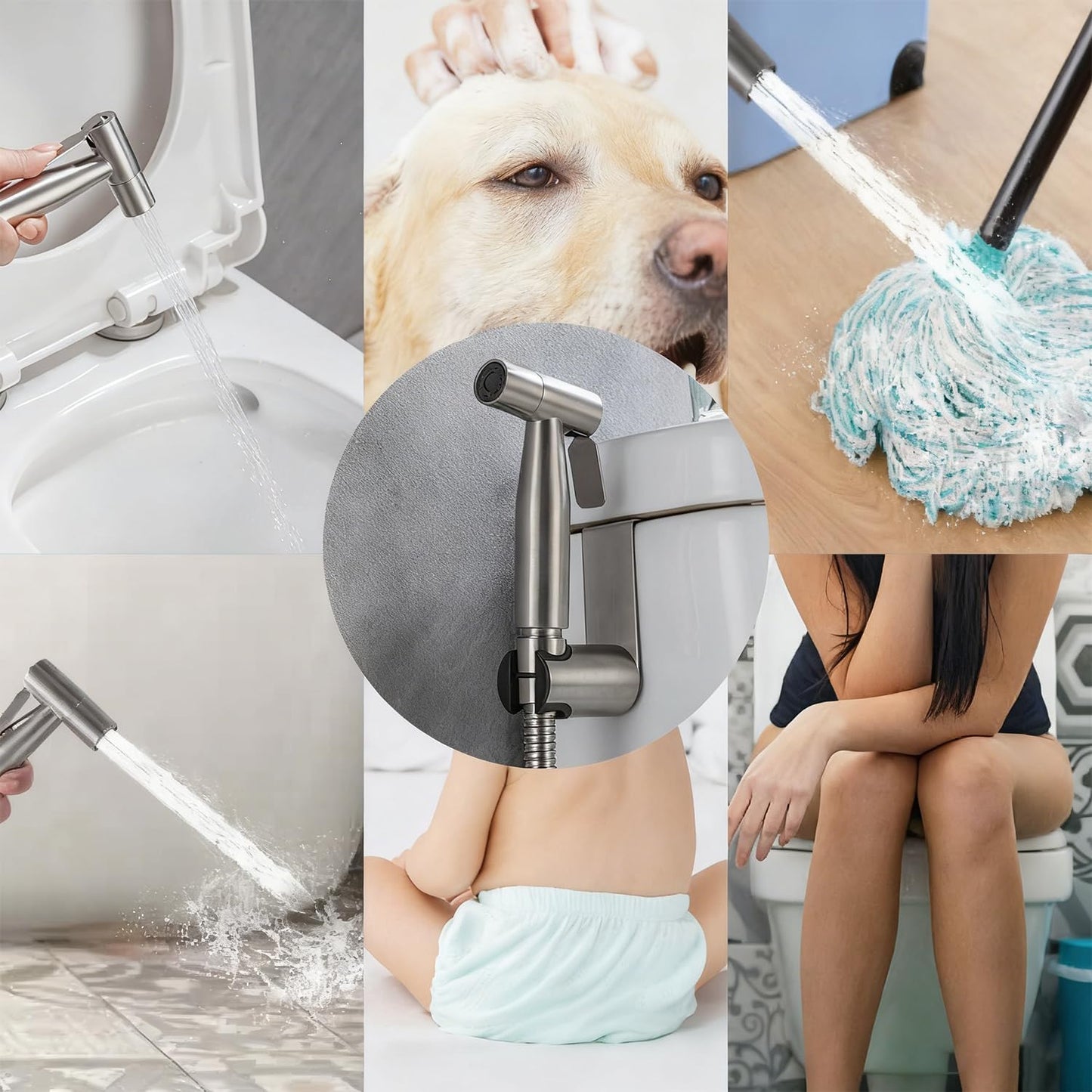 Handheld Toilet Bidet Sprayer for Toilet-Adjustable Water Pressure Control with Bidet Hose for Feminine Wash, Stainless Steel Brushed Nickel Bidet Faucet Cloth Diaper for Baby Wash, Gold