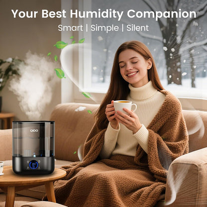 COMHOMA Top Fill Humidifiers for Bedroom, 5L Tank for Large Room, Easy to Fill & Clean, 28dB Quiet Cool Mist Air Humidifier for Home Baby Nursery & Plants, Touch/APP/7-color Nightlight, 36H, White