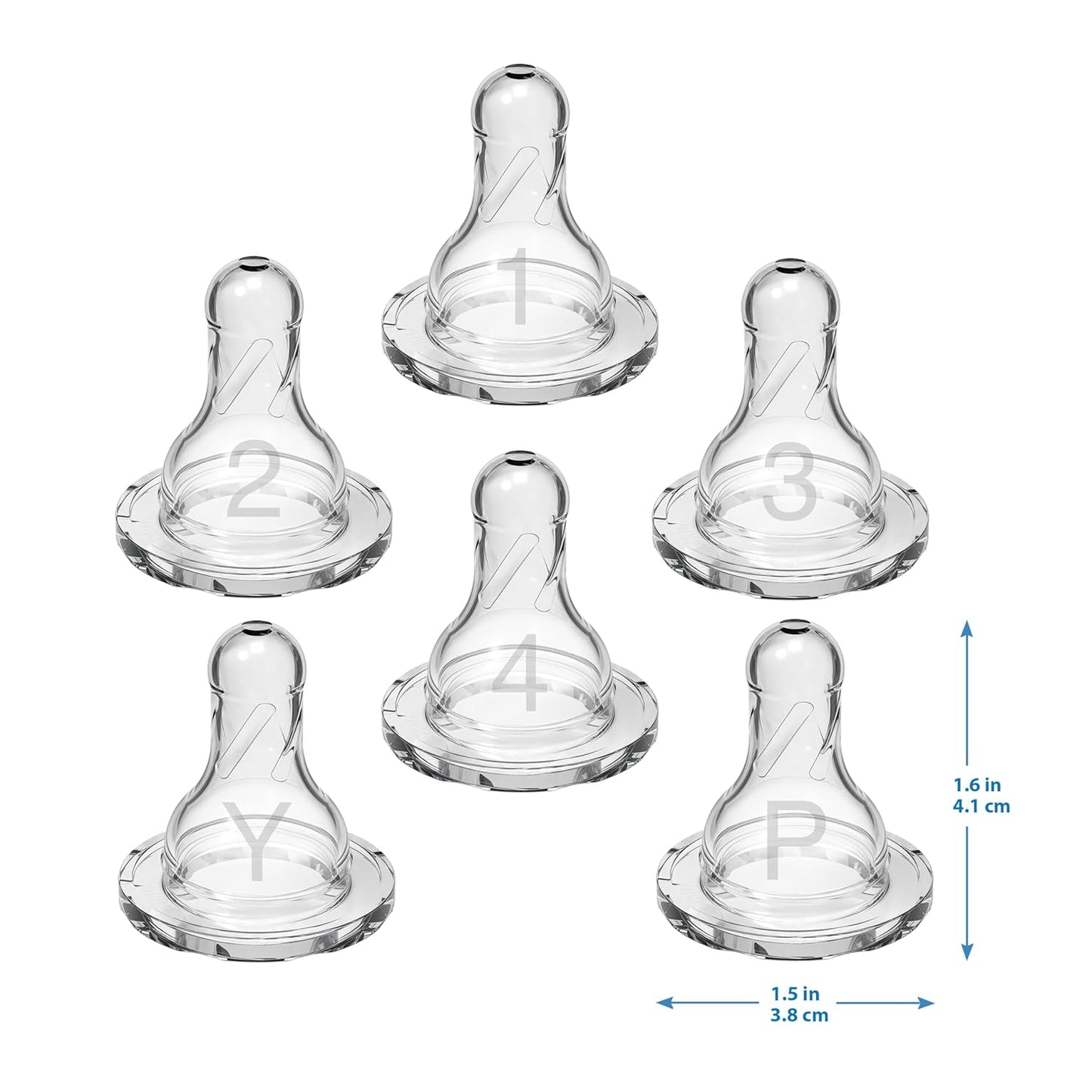 Dr. Brown's Natural Flow Level 3 Narrow Baby Bottle Nipple, Medium-Fast Flow, 6m+, 100% Silicone, 6 Count