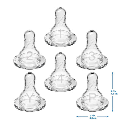 Dr. Brown's Natural Flow Level 3 Narrow Baby Bottle Nipple, Medium-Fast Flow, 6m+, 100% Silicone, 6 Count