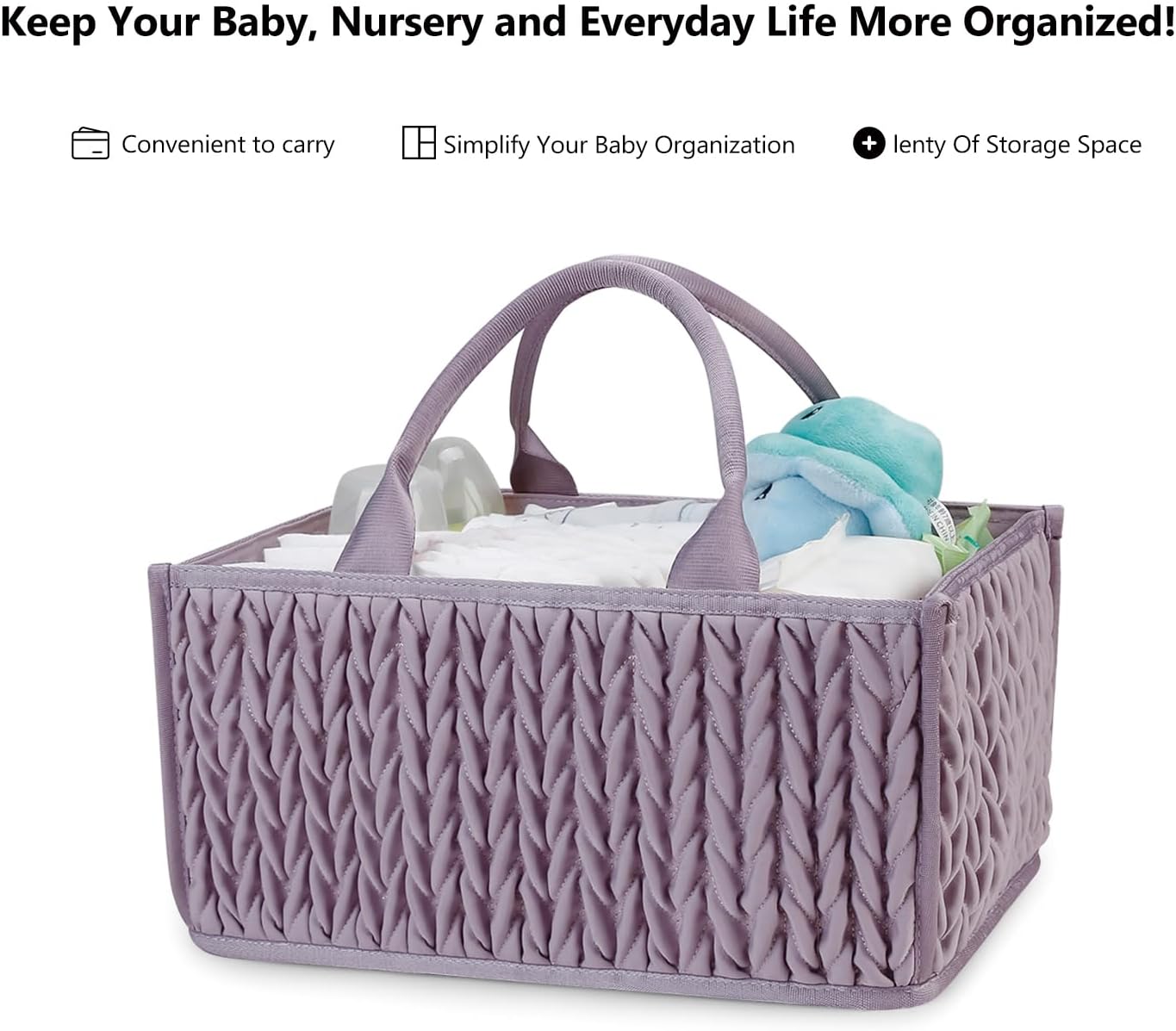 MOMIGO Baby Diaper Caddy Organizer - Fahion Mahua Water-resistent Nursery Storage Basket for Diapers and Baby Wipes, Diaper Stacker Car Organizer, newborn nursery Gift (Green)