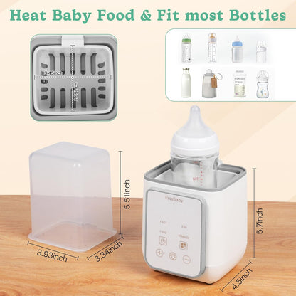Freebaby Bottle Warmer,Fast Baby Bottle Warmer for Breast Milk & Formula, Accurate Temperature Control,Milk Warmer for All Bottles, Easy to use,24H Keep, Thawing, Sterilizing & Food Heating（Gray）