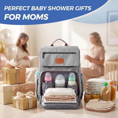 PILLANI Baby Diaper Bag Backpack - Large Waterproof Travel Diaper Bag for Boys & Girls, 16 Organizer Pockets with Changing Pad, Insulated Bottle Pockets & Stroller Straps, Baby Shower Gifts, Dinosaur