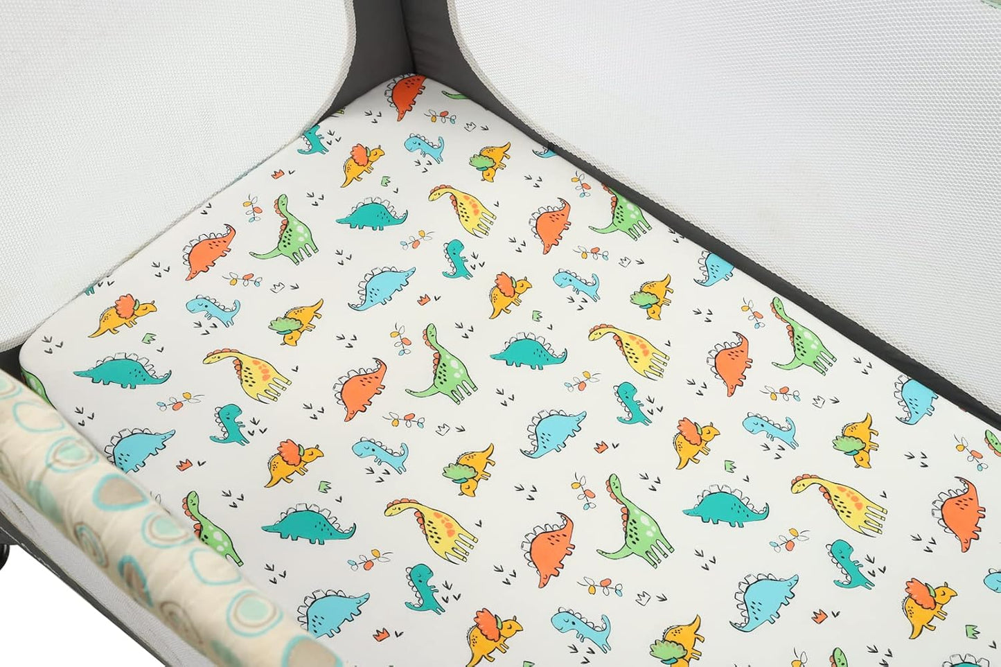 Onacosht Pack and Play Sheets 3 Pack for Baby Boy, Stretchy Jersey Knitted Portable Mini Crib Sheets Playard Mattress Cover, Woodland Animal Elephant Fox Lion Bear Giraffe Zebra Printing