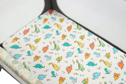 Onacosht Pack and Play Sheets 3 Pack for Baby Boy, Stretchy Jersey Knitted Portable Mini Crib Sheets Playard Mattress Cover, Woodland Animal Elephant Fox Lion Bear Giraffe Zebra Printing