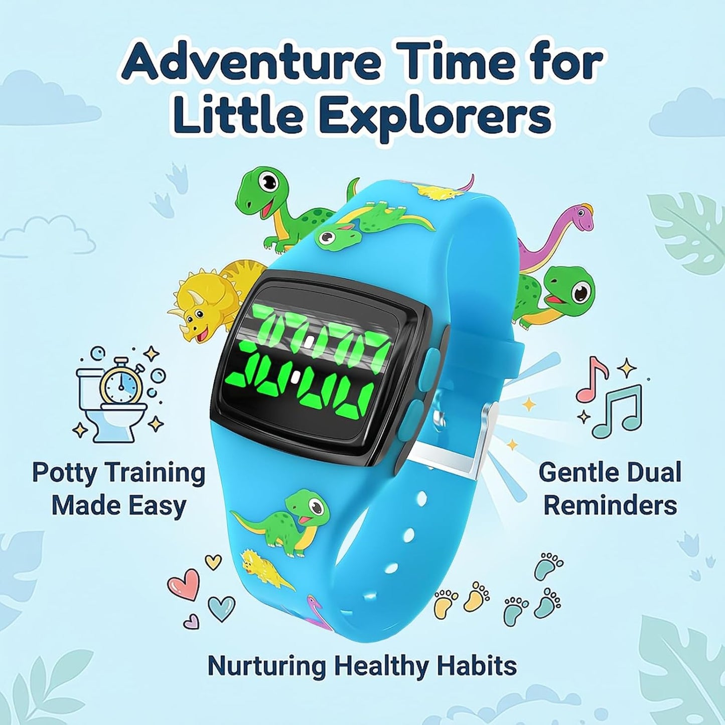 Potty Training Watch for Toddlers, Cute Apple-Shaped Design with 5 Timing Modes (30-180min), Music & Flash Reminders, Magnetic Charging, Compact Screen, Splash-Proof, Gifts for 3-7 Year Old Girls Boys