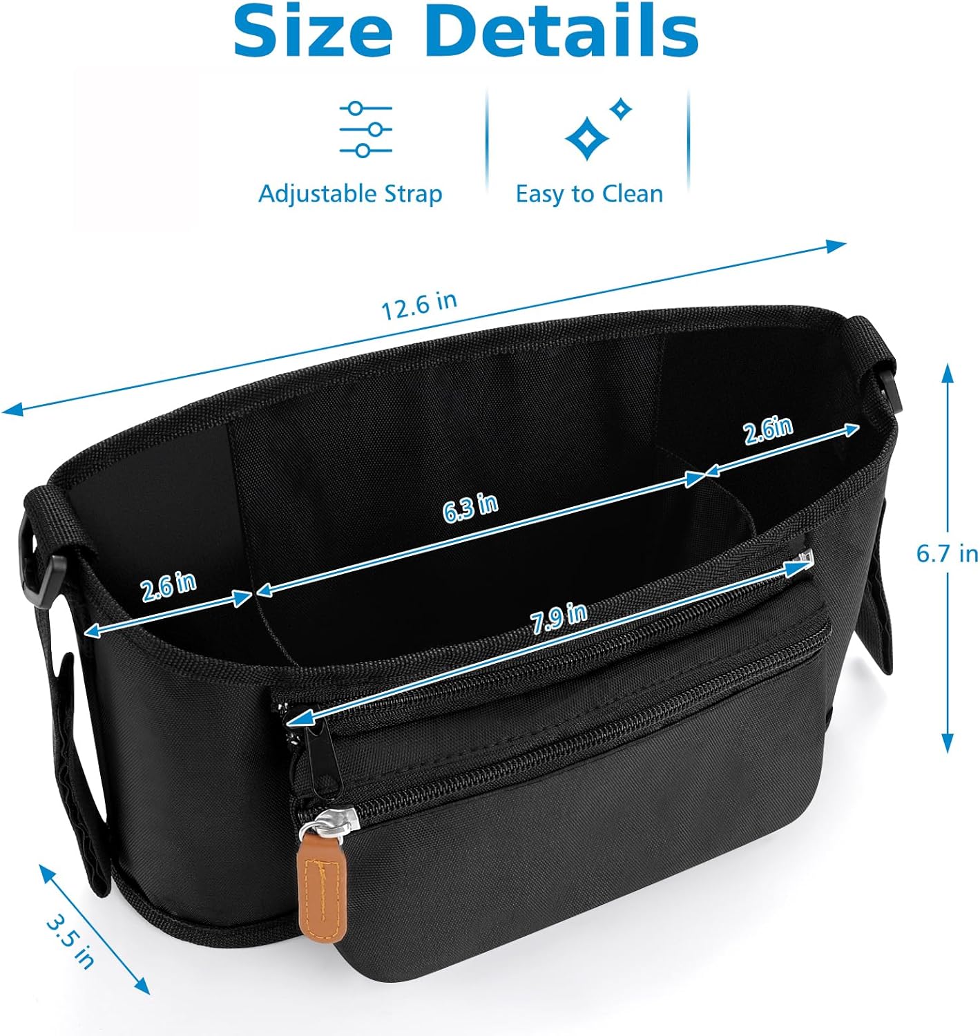 Accmor Universal Stroller Organizer with Detachable Phone Bag, Stroller Bag Caddy Organizer Stroller Accessories for Uppababy, Baby Jogger, Nuna, Doona, Britax Strollers