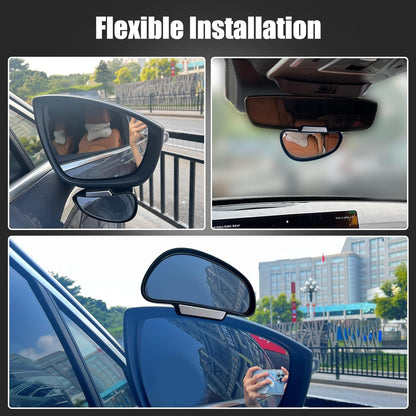 Blind Spot Mirror Adjustable 360 Degree Car Side Mirror, HD Glass Rear View Exterior Accessories Frame Thickness Less than 5MM for Car SUV (long-armed Right)