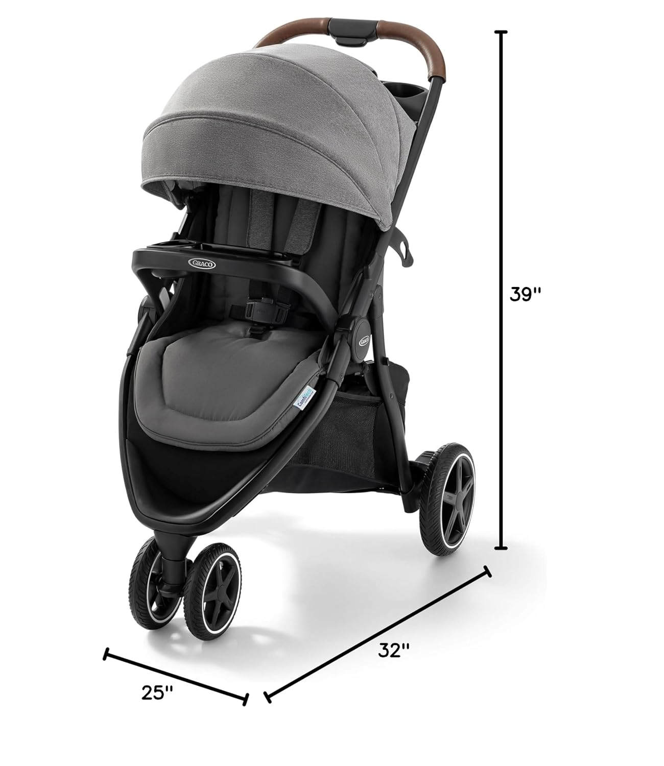 Graco Outpace LX All-Terrain 3-Wheel Baby Stroller, Cohen €” Compatible for Travel System, Easy One-Hand Fold, in-Seat Suspension for Comfortable Ride, Never-Flat Rubber Tires