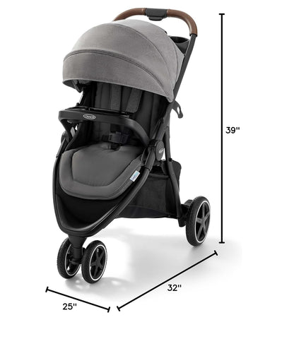 Graco Outpace LX All-Terrain 3-Wheel Baby Stroller, Cohen €” Compatible for Travel System, Easy One-Hand Fold, in-Seat Suspension for Comfortable Ride, Never-Flat Rubber Tires
