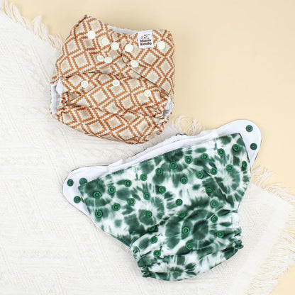 Mama Koala 3.0 Pocket Cloth Diapers for Babies with AWJ Lining, 6 Pack with 6 4-Layer Natural Cloth Diaper Inserts - Reusable and Washable Pocket Diapers(Hardworking Bees) - Colors B