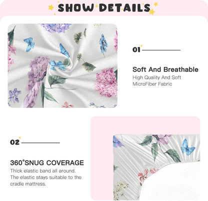 Fitted Crib Sheets White Bears with Clouds Stretchy Portable Playard Sheets for Baby Toddler, Breathable Soft Mini Crib Mattress 39 x 27 in for Boys and Girls