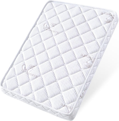 Pack and Play Mattress - 38" x 26"- Premium Knitted Fabric Safety Reinforced Play Yard Mattress - Fits for Graco & Baby Trend & Pamo Babe Playard, Firm Support and Comfort Foam，White