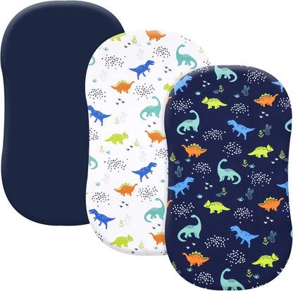 PHF 3 Pack Soft Mini Crib Sheets, Floral & Animal Pack N Play Sheets for Baby Boys Girls, No Slip Universal Fit for Pack N Play, Playard, Portable and Mini Crib Mattresses,Floral & Animal