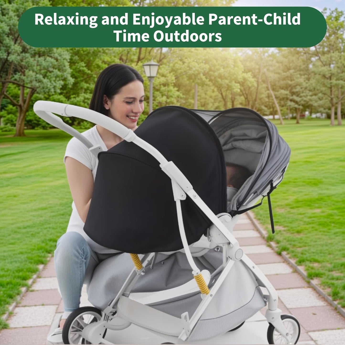 DUOMI 2-in-1 Stroller Sun Shade and Mosquito Net Cover - Universal Breathable Baby Cover With Two-Way Zipper for Extender