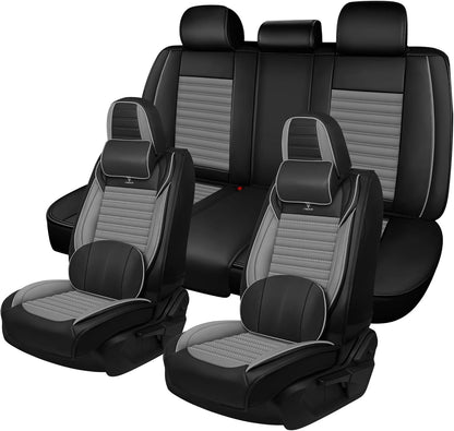 Seat Covers Fit for Mini Convertible 2009-2025 Premium Leather Car Seat Covers, Waterproof Non-Slip and Airbag Compatible, Fashion Car Seat Protector (Black Red,Front Set with Pillow)