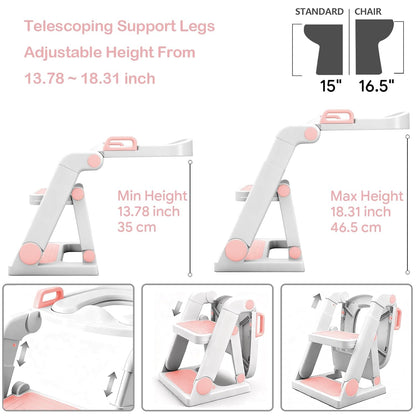 [No Assembly Required] BABY JOYCE Potty Training Seat with Step Stool Ladder, Extra Sturdy Integrated Toddler Toilet Seat for Boys Girls, Anti-Slip Step & Splash Guard, Foldable Potty Ladder (Grey)