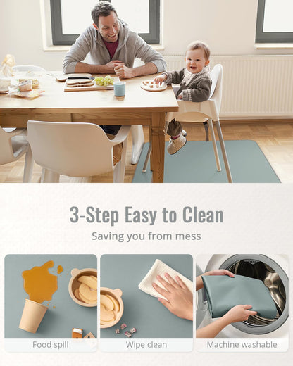 Blissful Diary Baby Splat Mat for Under High Chair, 50.4 x 50.4 Inch Wipeable Splash Mat, Waterproof and Washable, Anti-Slip Floor Protector, Retro Rainbow