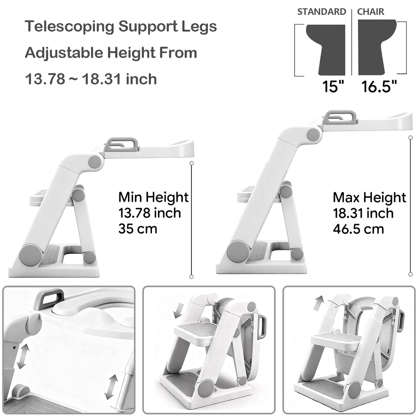 [No Assembly Required] BABY JOYCE Potty Training Seat with Step Stool Ladder, Extra Sturdy Integrated Toddler Toilet Seat for Boys Girls, Anti-Slip Step & Splash Guard, Foldable Potty Ladder (Grey)