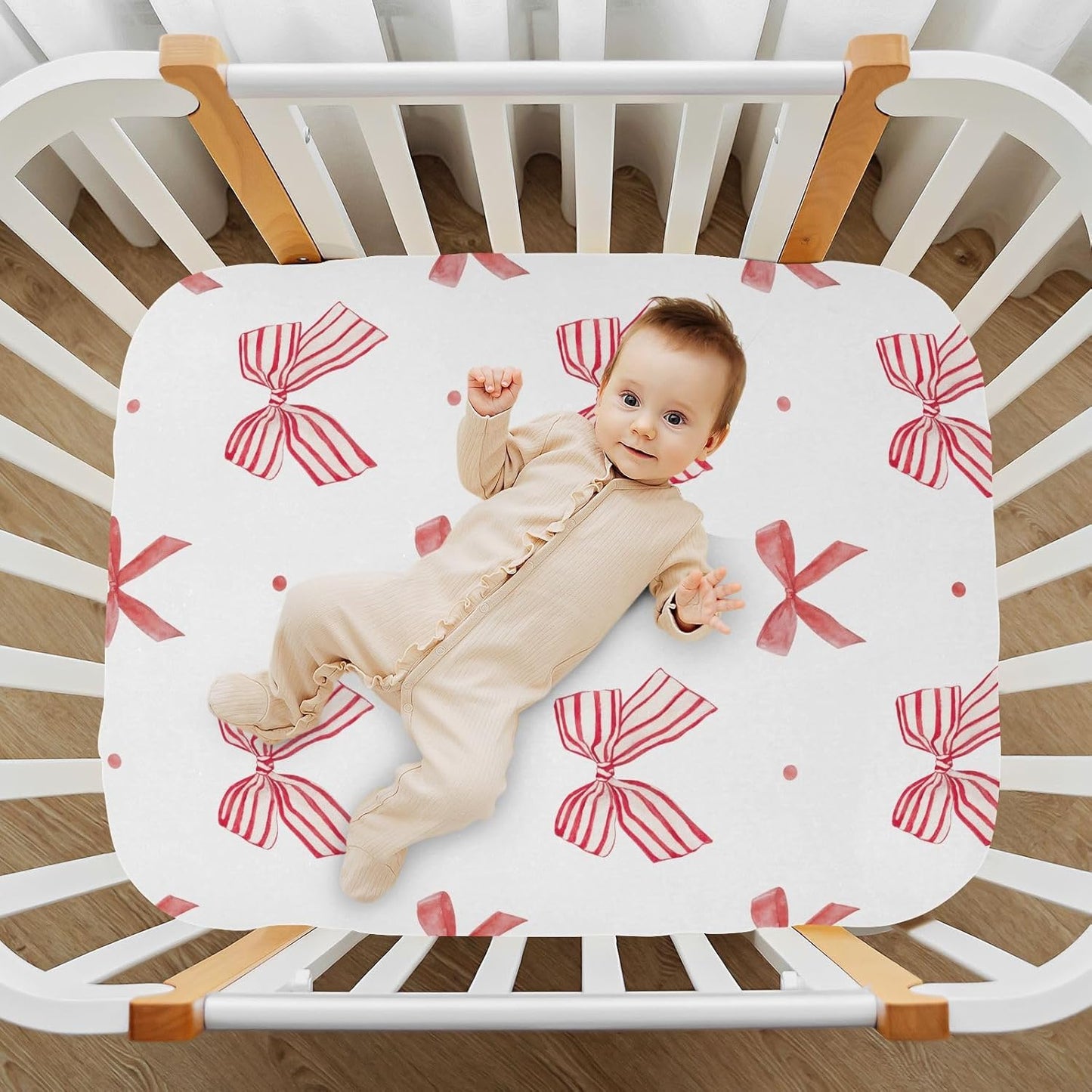 Fitted Crib Sheets Cactus and Floral Stretchy Portable Playard Sheets for Baby Toddler, Breathable Soft Mini Crib Mattress 52 x 28 in for Boys and Girls