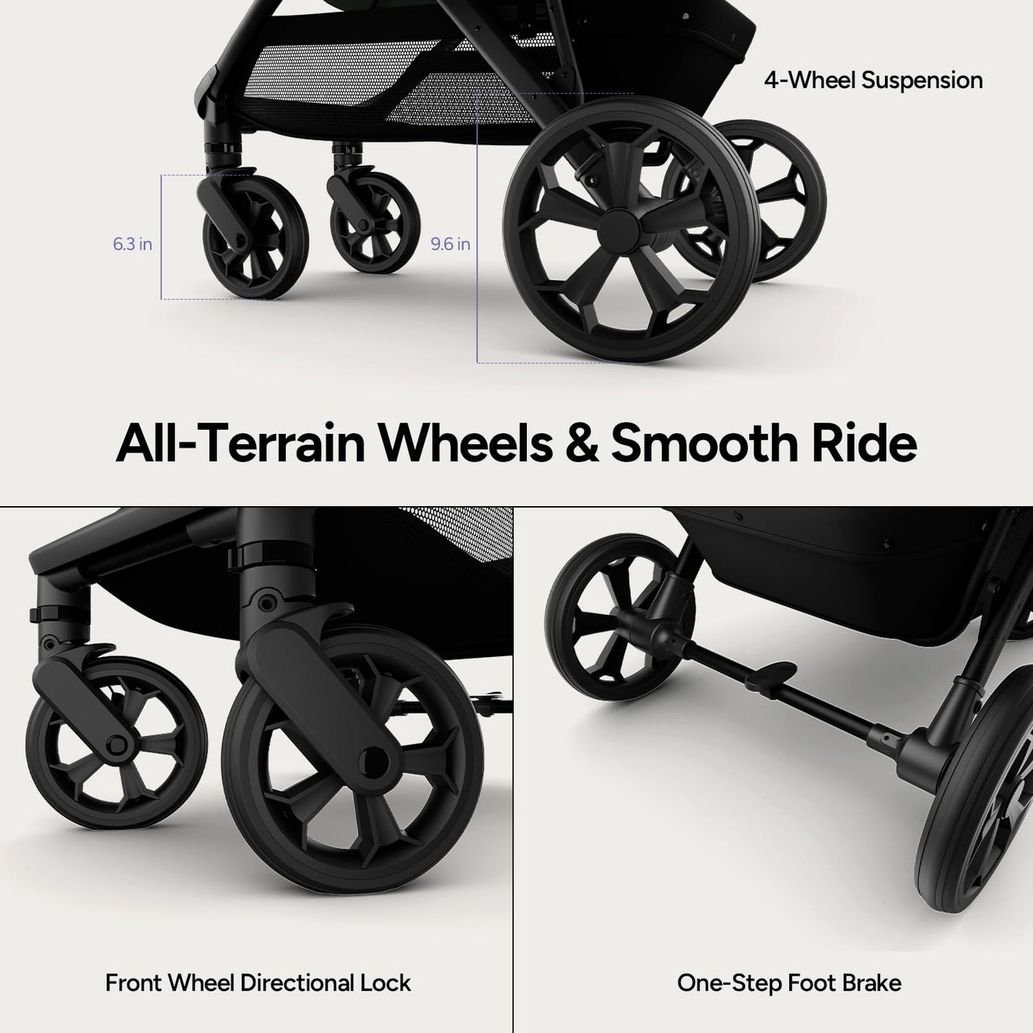 Mompush Baby Stroller, Convertible 2-in-1 with Bassinet Option, Infant Car Seat Compatible, Includes Adapter - Sturdy Full-Size Infant Stroller for Family Adventures