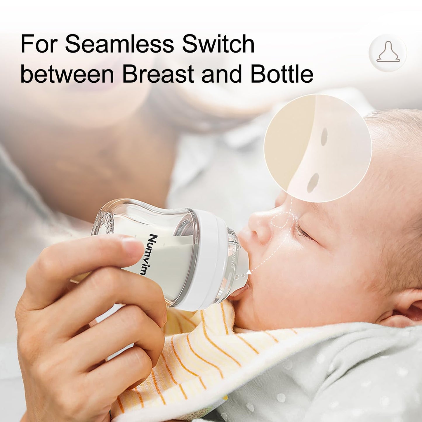 Natural Glass Baby Bottles Gentle & Slow Flow, Newborn Breastfeeding Bottle with Anti Colic Nipple for 0 Months Babies, 3 Packs (White (5 Ounce), 1 Count (Pack of 3))